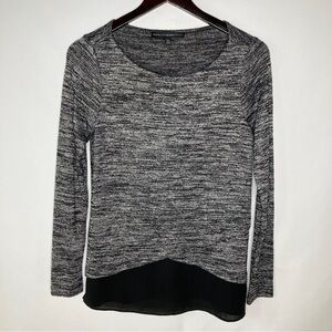 White House Black Market Women's Grey Round Neck Pull Over Blouse Top Size XS